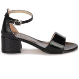 Kiko Kids Kiko 768 Siyah Ayna Kum 3 cm Topuk Günlük Kız Çocuk Sandalet