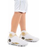 Kiko Kids Kiko Boğazlı Krampon Erkek Çocuk Futbol Ayakkabısı Beyaz Renk Mikrofiber 390 gr - Beyaz - Altın