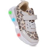 Kiko Kids Leopar Kız Çocuk Spor Ayakkabı Nefes Alabilir Yapı ile Koşu ve Yürüyüş İçin İdeal - Beyaz