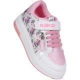 Kiko Kids Maria Cırtlı Simli Kız Çocuk Spor Ayakkabı - Beyaz - Pembe