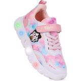 Kiko Kids Nebula Işıklı Cırtlı Kız Çocuk Spor Ayakkabı - Beyaz - Pembe