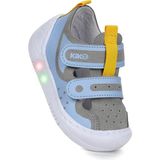 Kiko Kids Nera Cırtlı Işıklı Gri Mavi Sarı Erkek Bebek Yürüyüş Ayakkabı