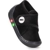 Kiko Kids Petri Işıklı Erkek Bebek Panduf Siyah Nubuk Tekstil ile Ev ve Okul İçin Uygun