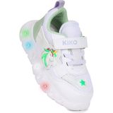 Kiko Kids Puff Cırtlı Işıklı Faylon Taban Kız Bebek Spor Ayakkabı - Beyaz - Lila
