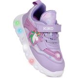 Kiko Kids Puff Cırtlı Işıklı Faylon Taban Kız Bebek Spor Ayakkabı - Lila
