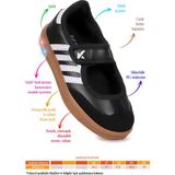 Kiko Kids Renna Günlük Cırtlı Işıklı Kız Çocuk Babet Spor Ayakkabı - Siyah - Beyaz