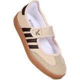 Kiko Kids Renna Günlük Cırtlı Kız Çocuk Babet Spor Ayakkabı - Bej - Kahve