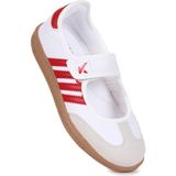 Kiko Kids Renna Günlük Cırtlı Kız Çocuk Babet Spor Ayakkabı - Beyaz - Kırmızı
