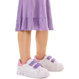 Kiko Kids Royzo Kız Bebek Spor Ayakkabı Cırtlı Işıklı Mikrofiber Tabanlı İlk Adım Modeli - Beyaz