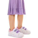 Kiko Kids Spor Ayakkabı Kız Çocuk Cırtlı Işıklı Beyaz Mikrofiber Tabanlı İlk Adım