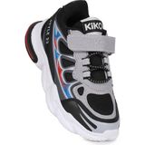 Kiko Kids Style Faylon Taban Günlük Cırtlı Erkek Çocuk Spor Ayakkabı - Siyah - Füme - Saks Mavisi