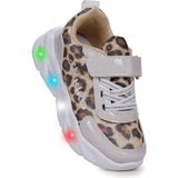 Kiko Kids Teno Leopar Desenli Cırtlı Işıklı Kız Bebek Spor Ayakkabı - Beyaz