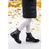 Kiko Kids Termo Taban Kız Çocuk Bot 621 Kırışık Taşlı Siyah