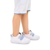 Kiko Kids Textile Cırtlı Erkek Bebek Spor Ayakkabı Beyaz - Mavi