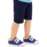 Kiko Kids Textile Erkek Bebek Spor Ayakkabı Cırtlı Düz Taban Tekstil Malzeme ile İlk Adım - Lacivert