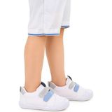 Kiko Kids Textile Erkek Çocuk Cırtlı Spor Ayakkabı Beyaz - Mavi Tekstil Tabanlı