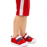 Kiko Kids Textile Erkek Çocuk Cırtlı Spor Ayakkabı Kırmızı Tekstil Taban Düz