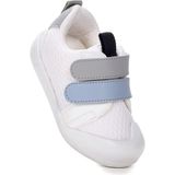 Kiko Kids Textile İlk Adım Erkek Bebek Spor Ayakkabı Cırtlı Beyaz - Mavi Düz Taban