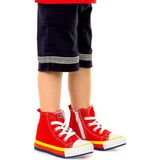 Kiko Kids Tinna Bağcıklı Erkek Bebek Boğazlı Keten Spor Ayakkabı Kırmızı