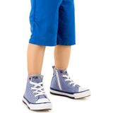Kiko Kids Tinna Bağcıklı Erkek Bebek Boğazlı Keten Spor Ayakkabı - Kot Mavisi