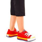 Kiko Kids Tinna Bağcıklı Erkek Bebek Keten Spor Ayakkabı Kırmızı