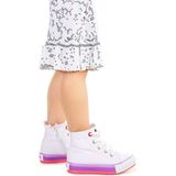 Kiko Kids Tinna Bağcıklı Kız Bebek Boğazlı Keten Spor Ayakkabı Beyaz - Pembe
