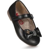 Kiko Kids Withbow Vakko Cırtlı Fiyonklu Kız Çocuk Babet Ayakkabı - Platin