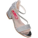 Kiko Kids Yada Kum Simli Kız Bebek 2 cm Topuklu Sandalet Abiye Ayakkabı - Gümüş