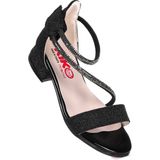 Kiko Kids Yada Kum Simli Kız Bebek 2 cm Topuklu Sandalet Abiye Ayakkabı - Siyah