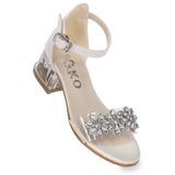 Kiko Kids Yangu Kum Simli Taşlı Kız Çocuk 3 Cm Şeffaf Topuklu Sandalet Abiye Ayakkabı