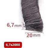 Kıl Fitil: Cam Balkon-Sürgü Sistemleri Kıl Fitil Taban 6,7 mm Yükseklik 6,8,10,12,15,20 mm - 20mm - 10metre