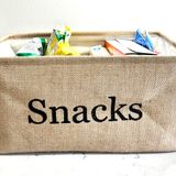 Kiler için Snack Saklama Kutusu - Cipslerinizi, patlamış mısır, şeker, simit ve daha fazlasını düzenlemek için çuval bezi saklama sepeti. İkramlar için mutfak kabı. Film gecesi veya çocukların kapıp