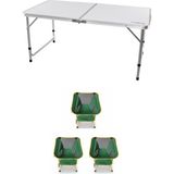 Kılıçaslan Camp Madfox Field Katlanır Kamp Masası Beyaz +3 Adet Foldmesh Katlanır Sandalye Savanna Lime