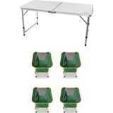 Kılıçaslan Camp Madfox Field Katlanır Kamp Masası Beyaz +4 Adet Foldmesh Katlanır Sandalye Savanna Lime
