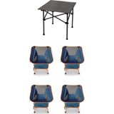 Kılıçaslan Camp Madfox Surface Küçük Boy Katlanır Kamp Masası +4 Adet Foldmesh Katlanır Sandalye Navy Spark