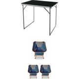 Kılıçaslan Camp Madfox Zenith Katlanır Kamp Masası Siyah +3 Adet Foldmesh Katlanır Sandalye Navy Spark