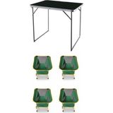 Kılıçaslan Camp Madfox Zenith Katlanır Kamp Masası Siyah+4 Adet Foldmesh Katlanır Kamp Sandalye Savanna Lime