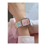 kılıf benim Apple Watch için Kordon Gökkuşağı Renkli Baklalı Kordon 38 mm 40 mm 41 mm Uyumlu