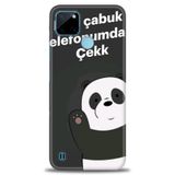 Kılıf HD Baskılı Kılıf + SERAMİK TAM KAPLAYAN EKRAN KORUYUCU 156 Siyah - Beyaz - Gri Realme C25Y ile uyumlu