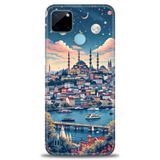 Kılıf HD Baskılı Kılıf + SERAMİK TAM KAPLAYAN EKRAN KORUYUCU 223 Beyaz - Kahverengi Realme C25Y ile uyumlu