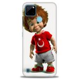Kılıf HD Baskılı Kılıf + SERAMİK TAM KAPLAYAN EKRAN KORUYUCU 247 Beyaz Puantiye Realme C25Y ile uyumlu