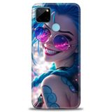 Kılıf HD Baskılı Kılıf + SERAMİK TAM KAPLAYAN EKRAN KORUYUCU 274 Beyaz - Koyu Mor Realme C25Y ile uyumlu
