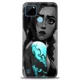 Kılıf HD Baskılı Kılıf + SERAMİK TAM KAPLAYAN EKRAN KORUYUCU 279 Beyaz - Mavi - Altın Realme C25Y ile uyumlu