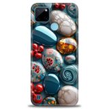 Kılıf HD Baskılı Kılıf + SERAMİK TAM KAPLAYAN EKRAN KORUYUCU 349 Siyah - Açık Kırmızı Realme C25Y ile uyumlu
