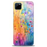Kılıf HD Baskılı Kılıf + SERAMİK TAM KAPLAYAN EKRAN KORUYUCU 413 Beyaz - Altın Realme C25Y ile uyumlu