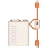 Kılıf House 10000 Mah Powerbank LED Göstergeli Dahili Type-C ve Lightning Kablolu Taşınabilir Şarj Aleti Fp-20 - Bej