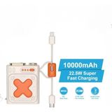 Kılıf House 10000 Mah Powerbank LED Göstergeli Dahili Type-C ve Lightning Kablolu Taşınabilir Şarj Aleti Fp-21 - Bej