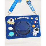 Kılıf House Astronot Karakterli Dayanıklı Çocuk Tablet Kılıfı Standlı Eğlenceli Koruyucu Kapak - Galaxy Tab A9 Plus 11'' - Lacivert - Beyaz