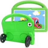 Kılıfist Galaxy T720 Tab S5E Uyumlu Zore Wheel Car Tekerlek Standlı Tablet Eva Silikon Kılıf-Yeşil