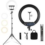 Kılıfist Ring Light 45CM Çap Youtuber Tiktok LED Çantalı ve Kumandalı 3 Telefon Tutucu Makyaj Güzellik Rl-18 - Siyah